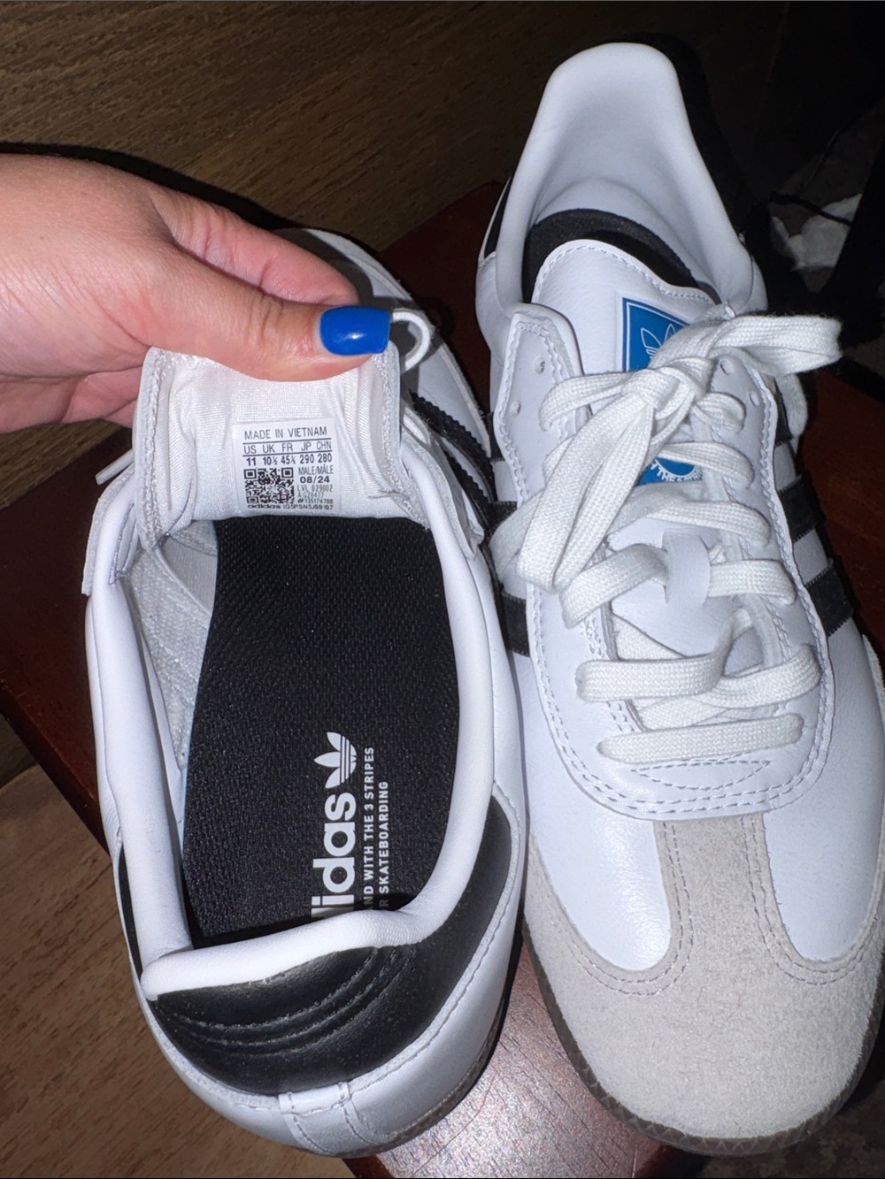 adidas Samba Leather Sneakers - White/Black/Gum - Picture 2 of 4